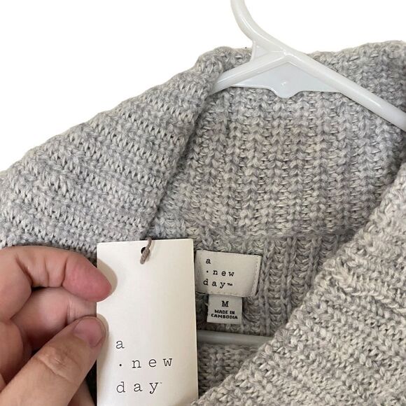 A new day NEW wool blend sleeveless sweater dress cowl neck gray medium - Picture 5 of 7